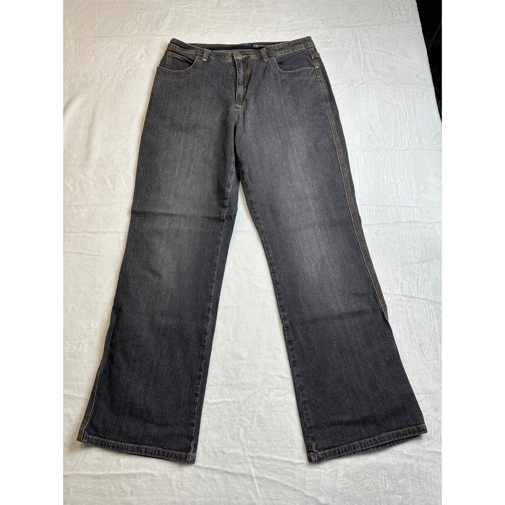 Chicos Denim Jeans Womens Size 1 Gray Straight Leg Stretch Casual Mid Rise Pants